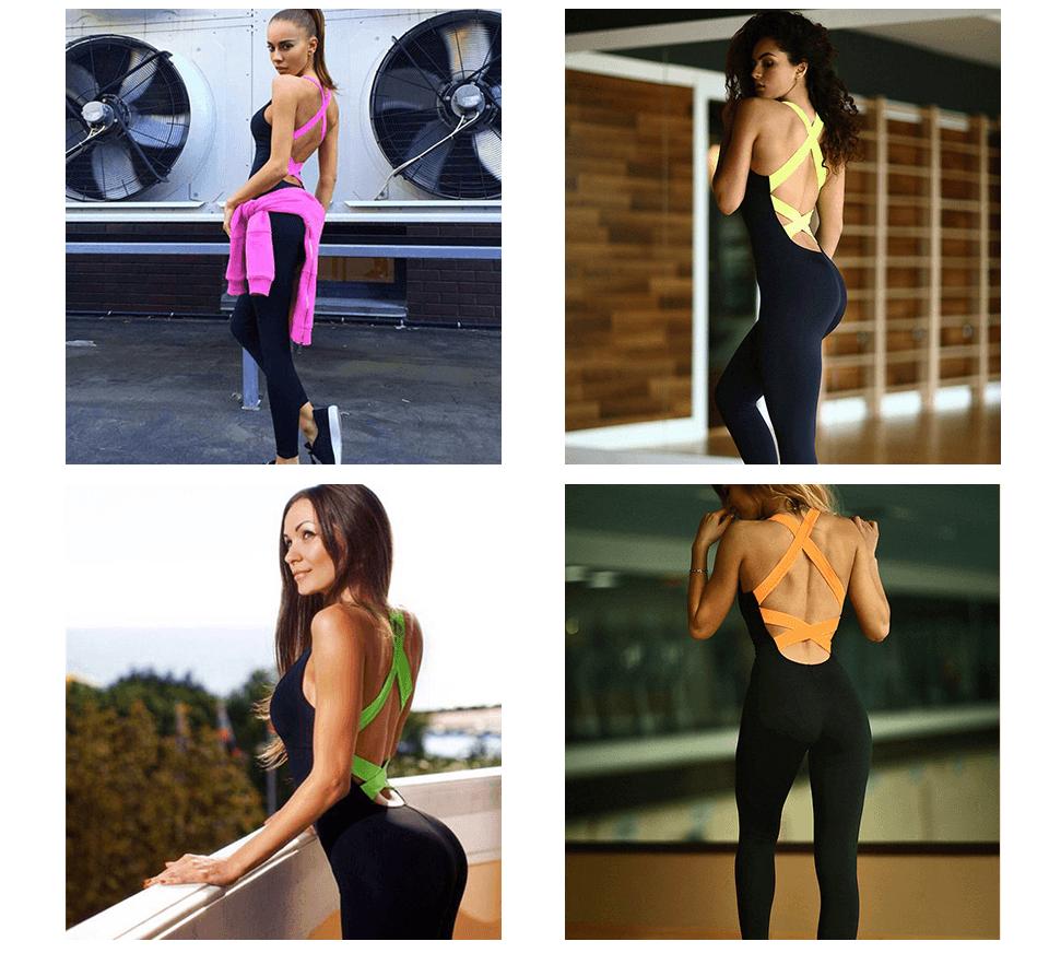 Women’s One Piece Workout Tracksuit, Backless Gym, Yoga & Running Suit