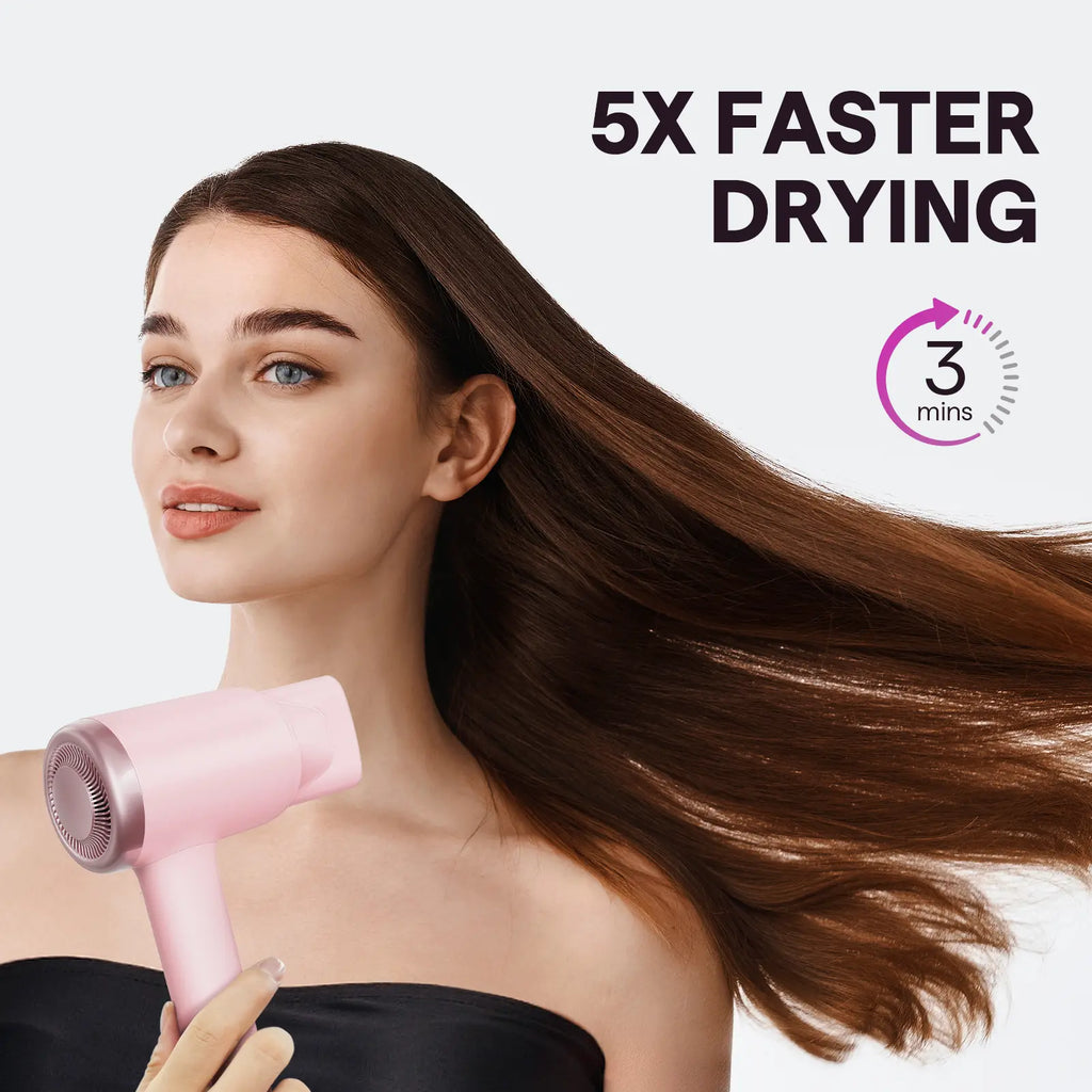 Wavytalk Turblow Pro Hair Dryer – 110,000 RPM Brushless Fast Drying Blow Dryer with Negative Ions, 3 Heat & Speed Settings