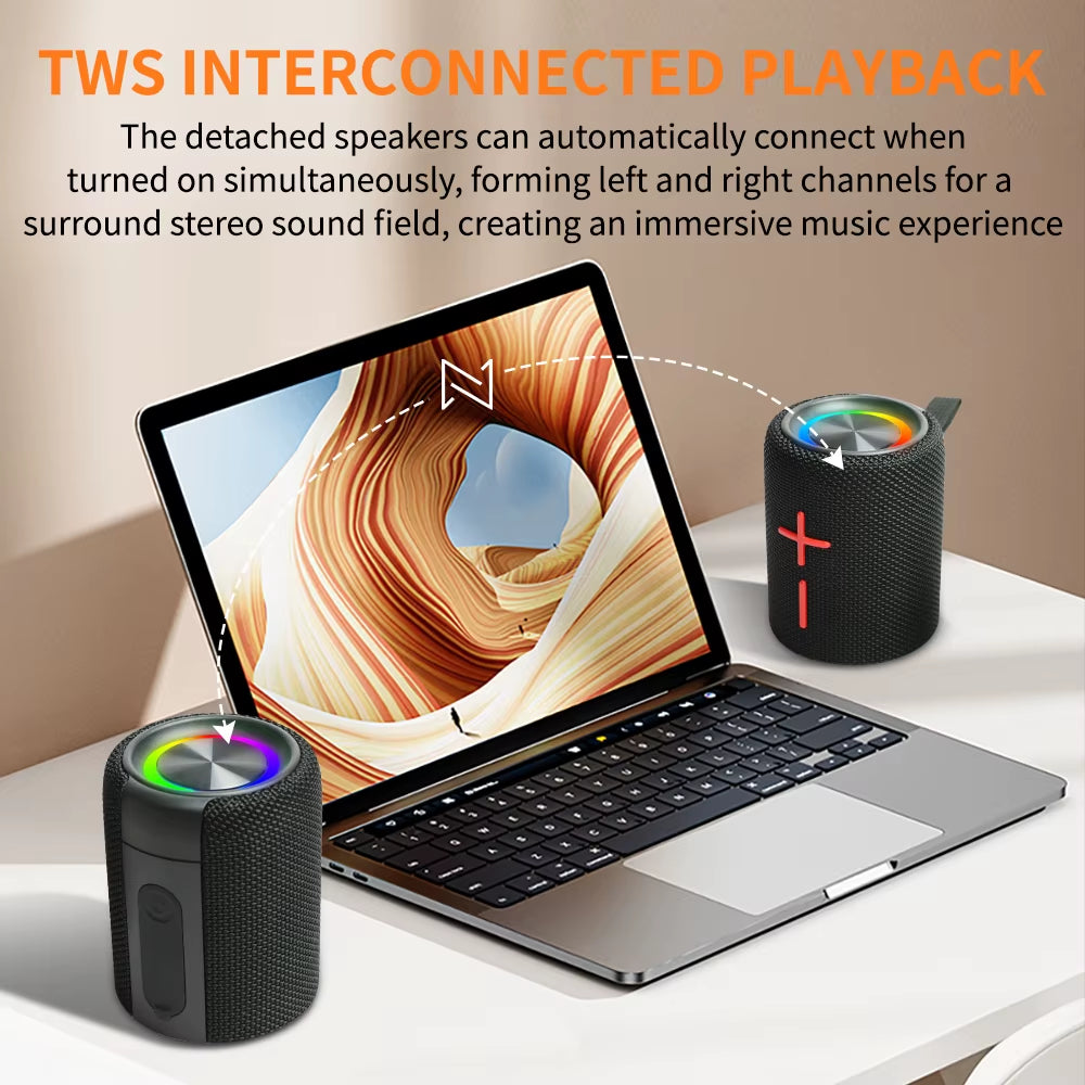2 in 1 Portable Split Wireless Speaker, IPX6 Waterproof Magnetic Dual Speaker with RGB Lights TWS Pairing for Outdoor, Home