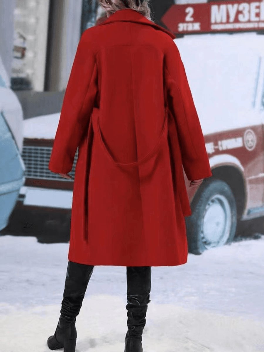 Women’s Belted Double-Breasted Lapel Winter Trench Coat