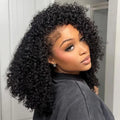 ISEE Hair 250% Density Kinky Curly Wear & Go Half Wig Glueless Human Hair Wig Invisible Hairline Drawstring No Leave Out
