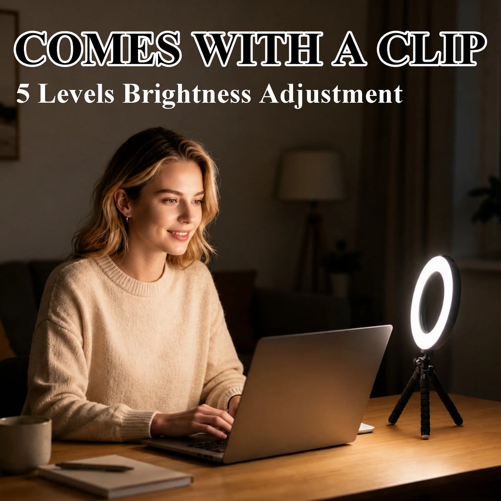 6-Inch Ring Light with Tripod 5 Color Modes for Phone & Laptop