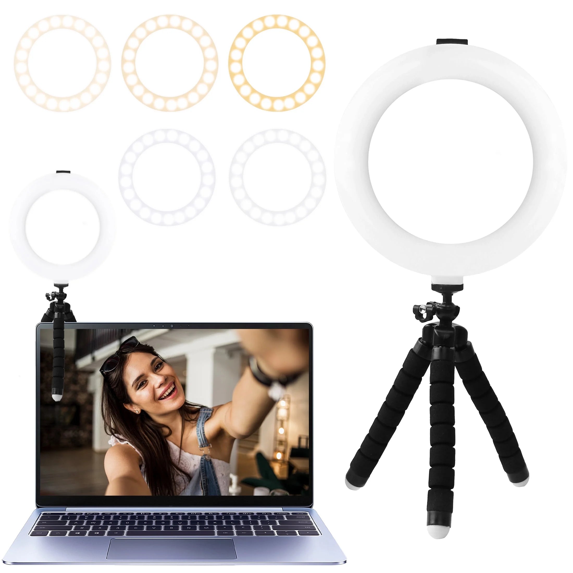 6-Inch Ring Light with Tripod 5 Color Modes for Phone & Laptop