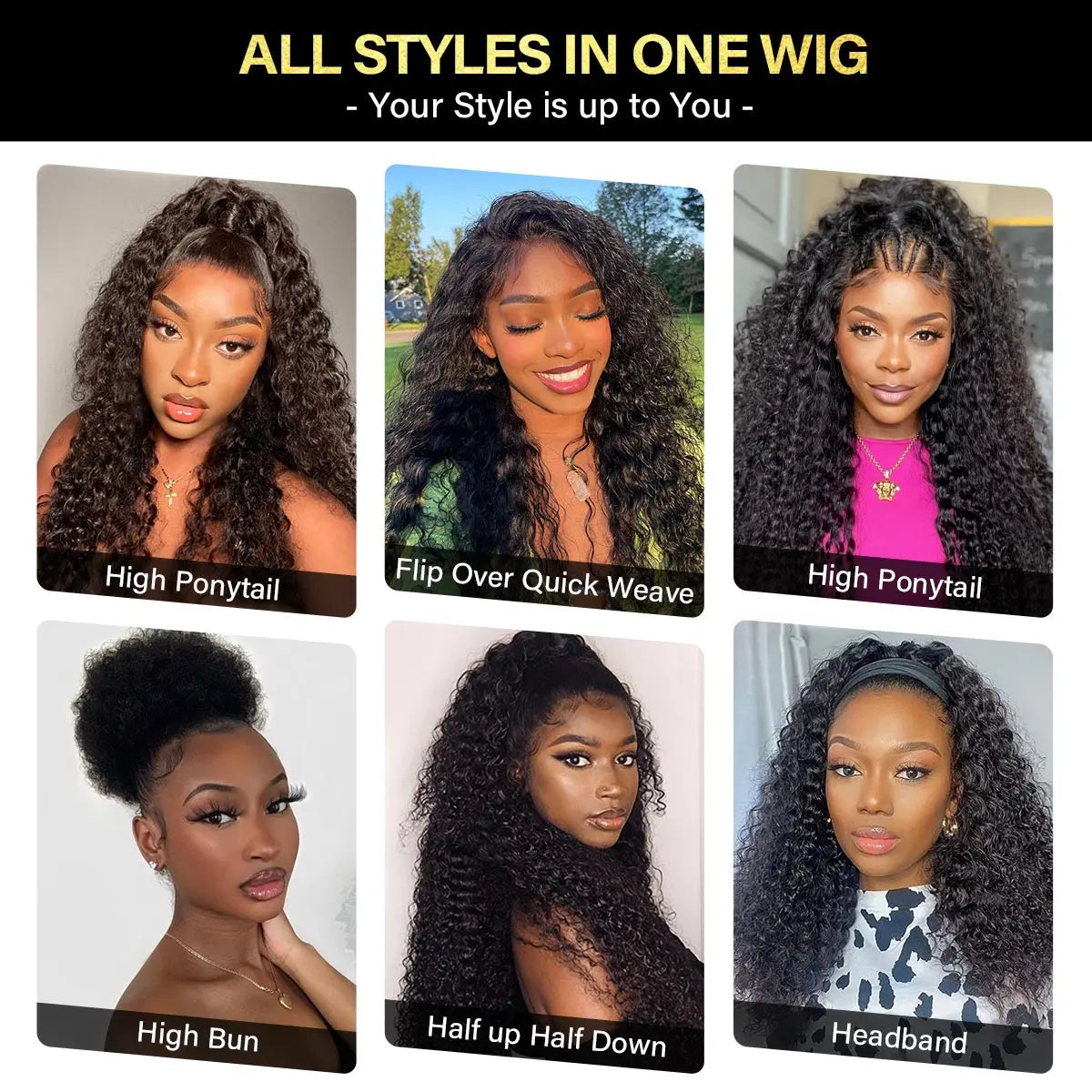 OQ Hair Burmese Curly Wear & Go Half Wig Water Wave Human Hair Wig Glueless Drawstring Invisible Hairline