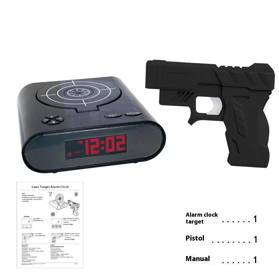 Digital Target Alarm Clock with Laser Gun Shooting Wake-Up Game