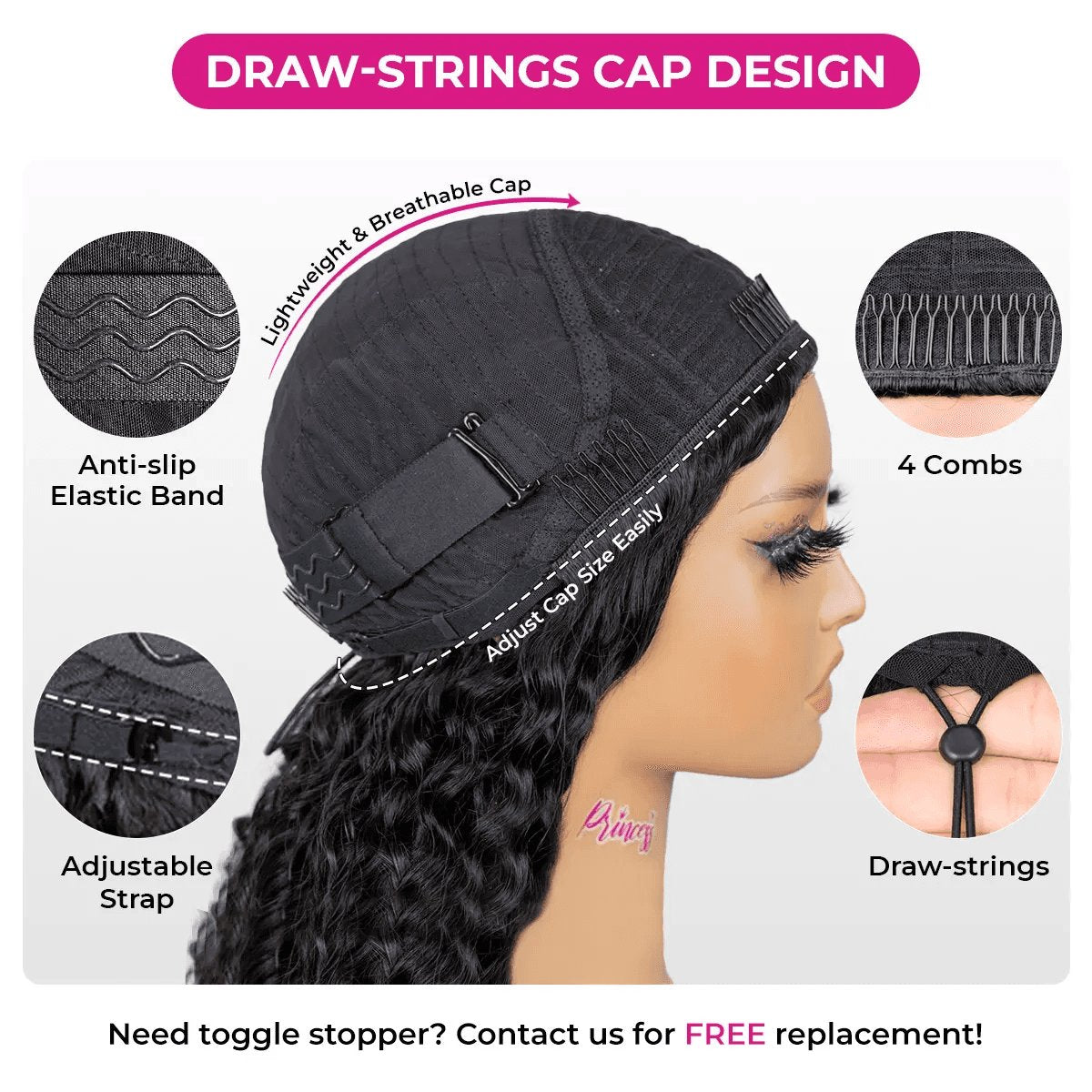 ISEE Hair 250% Density Kinky Curly Wear & Go Half Wig Glueless Human Hair Wig Invisible Hairline Drawstring No Leave Out