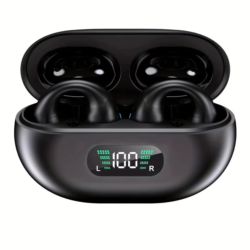 TWS Wireless Headset Mini Digital Display ANC Headphones Clip Ear Music Noise Canceling Headset HD Call Sports Gaming Earphones