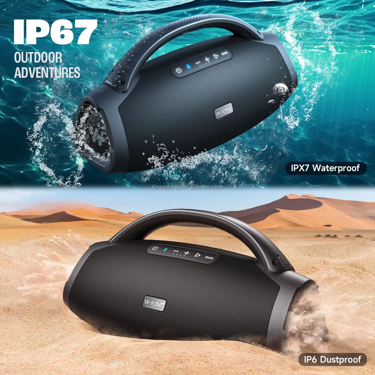 W-KING X20 IPX7 Waterproof Bluetooth Speaker with Deep Bass 80W