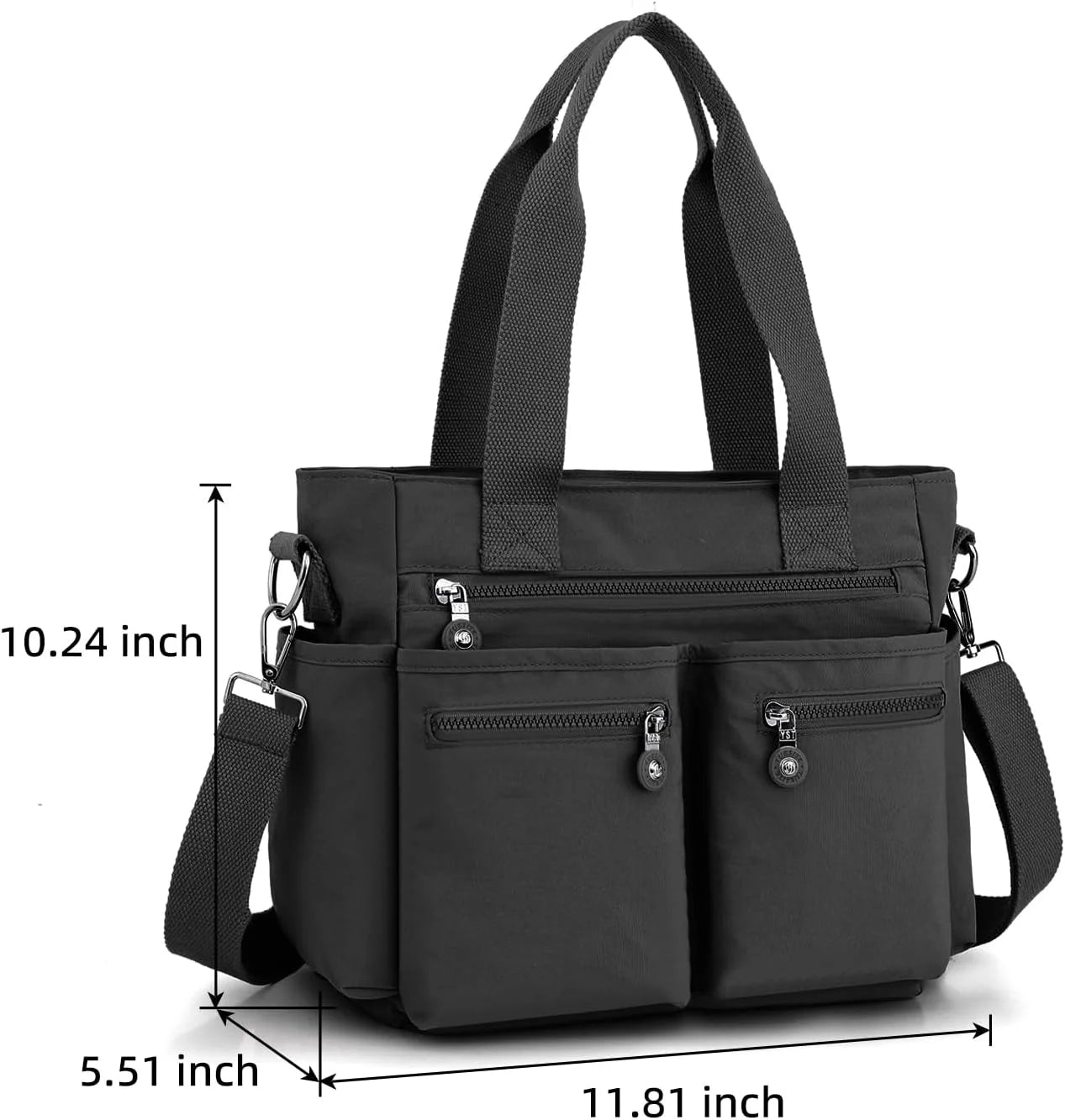 Women's Large Nylon Tote Bag Multiple Pockets Crossbody Work Bag