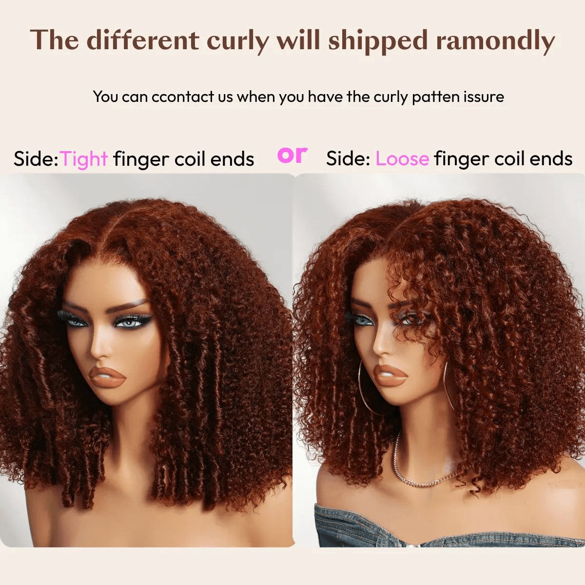 UNice 250% Density Reddish Brown Afro Kinky Curly Human Hair Wig 7x5 HD Lace Closure Glueless Wig Pre Plucked Natural Hairline