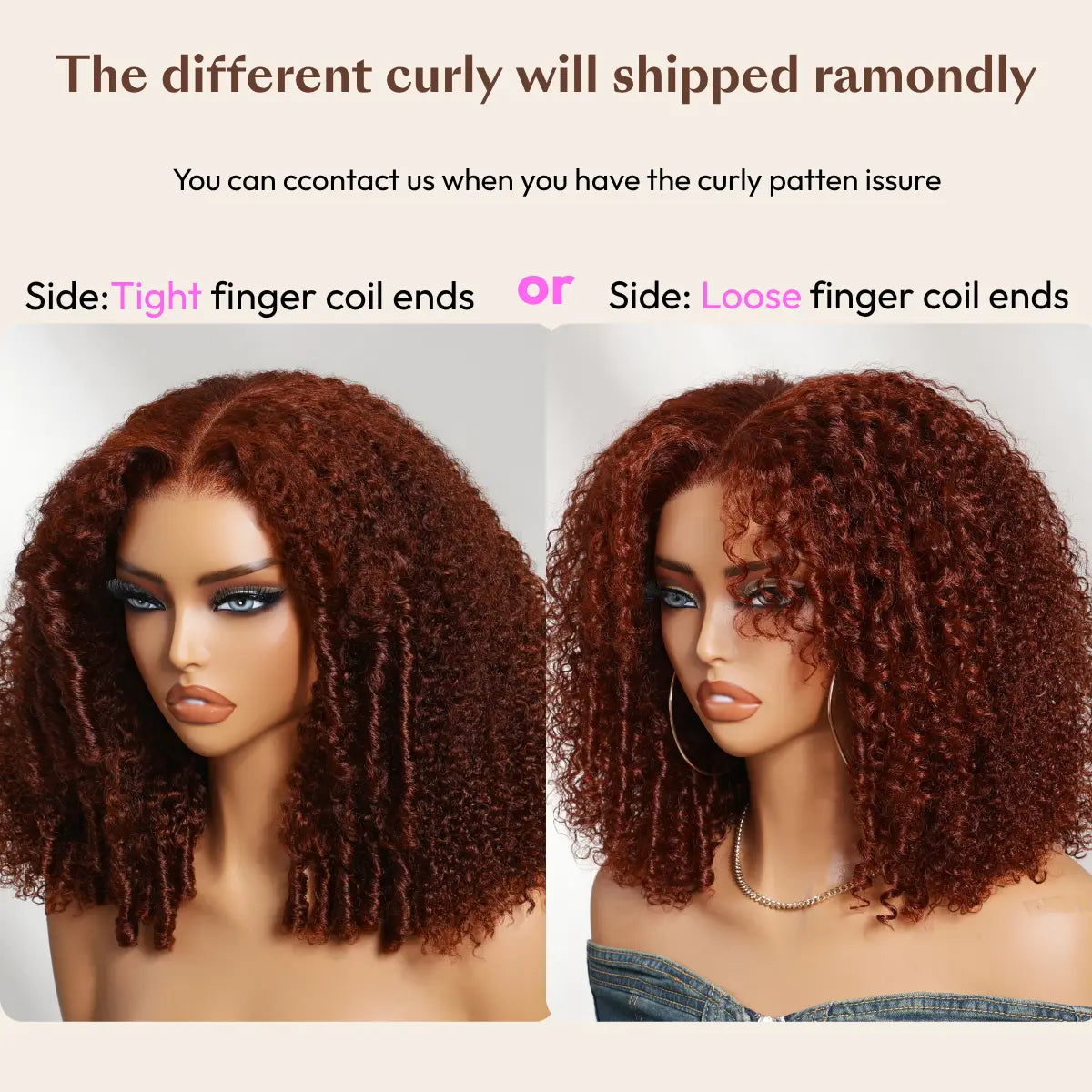 UNice 250% Density Reddish Brown Afro Kinky Curly Human Hair Wig 7x5 HD Lace Closure Glueless Wig Pre Plucked Natural Hairline