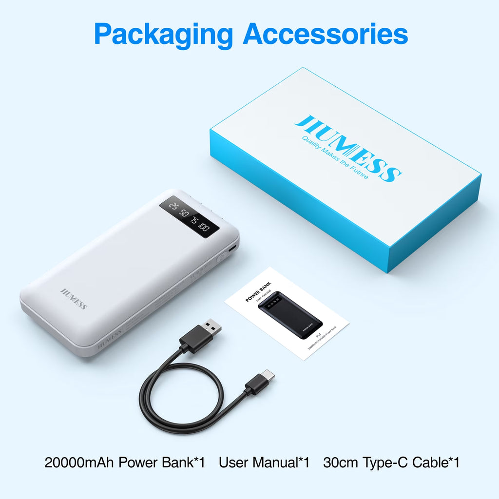 20000Mah Power Bank Portable Charger with Cables Compatible for Iphone, Android Cell Phone