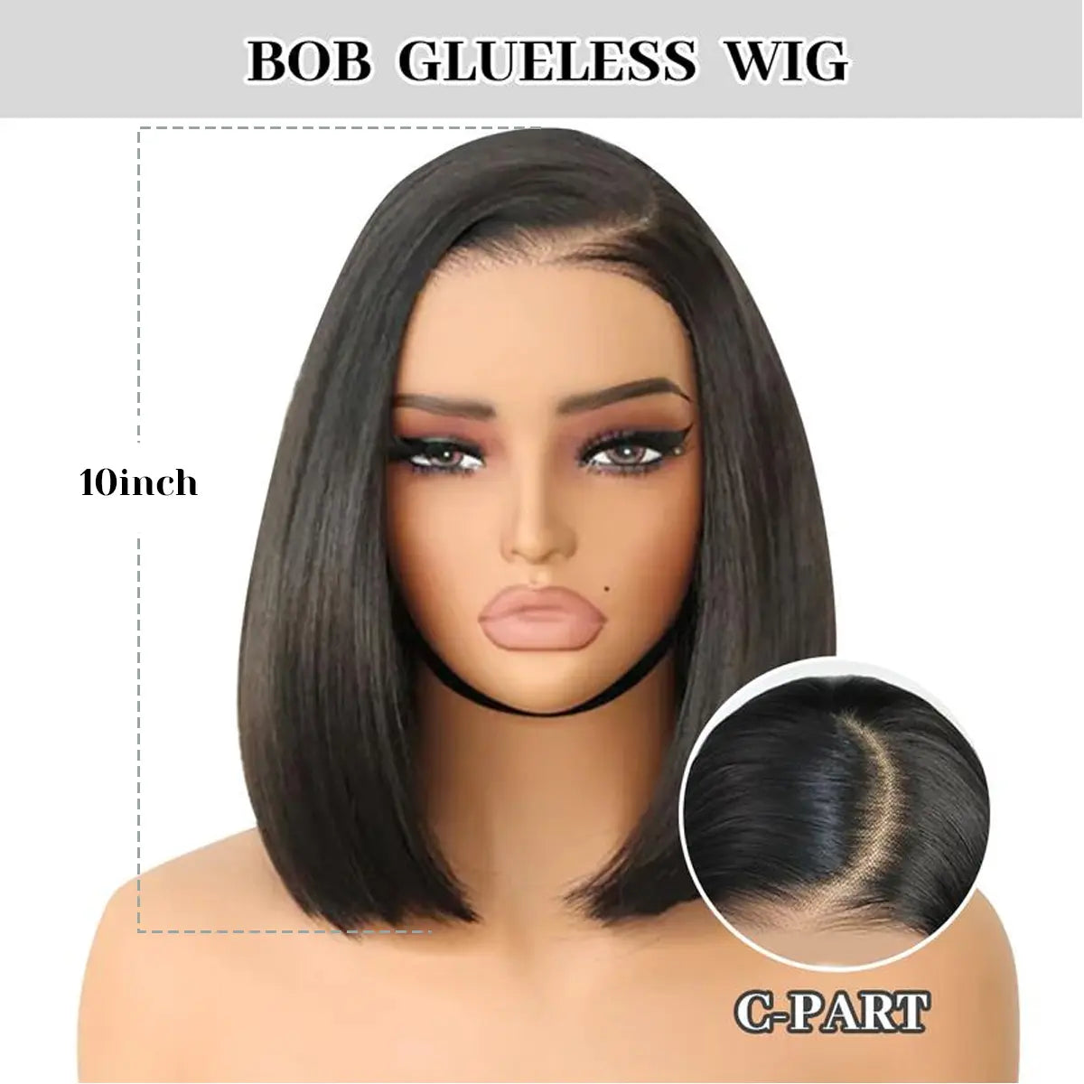 U&A Hair 9x7 Glueless Synthetic Bob Wig – Wear & Go Straight High-Density Lace Front Wig with Natural Hairline