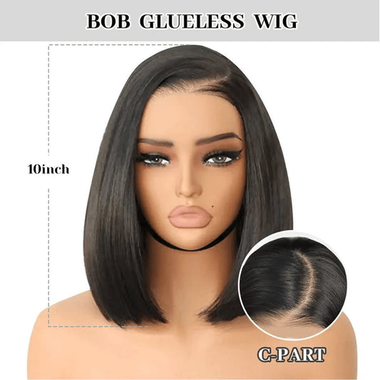 U&A Hair 9x7 Glueless Synthetic Bob Wig – Wear & Go Straight High-Density Lace Front Wig with Natural Hairline