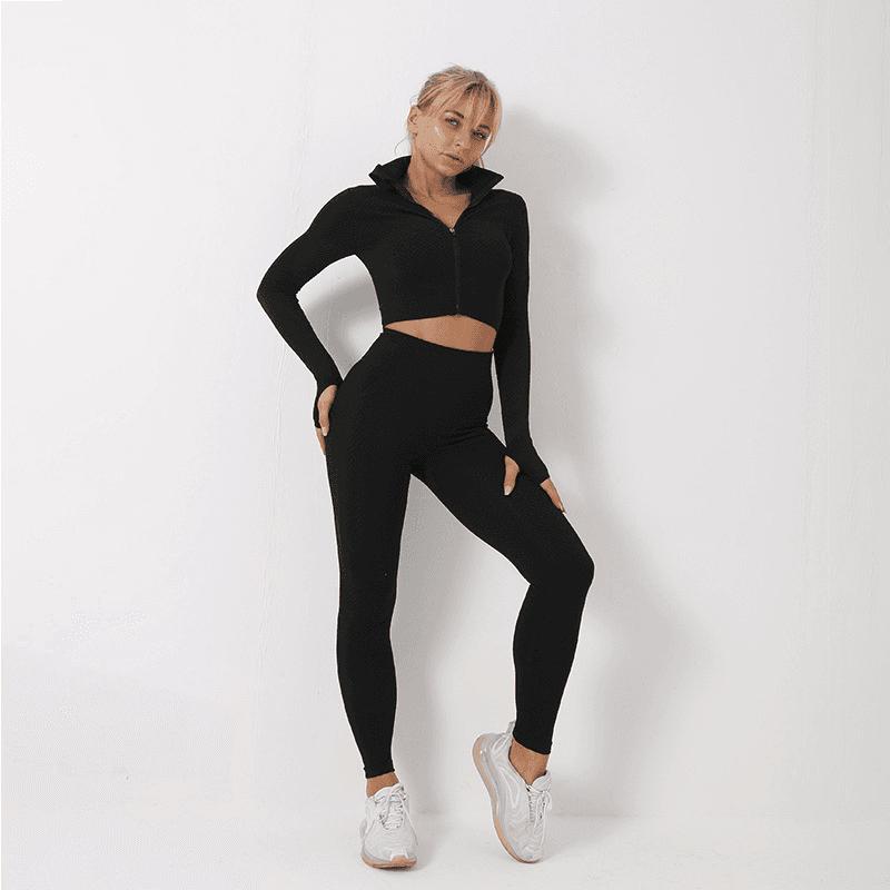 Women’s 3 Piece Seamless Yoga Set, Leggings, Crop Top & Sports Bra