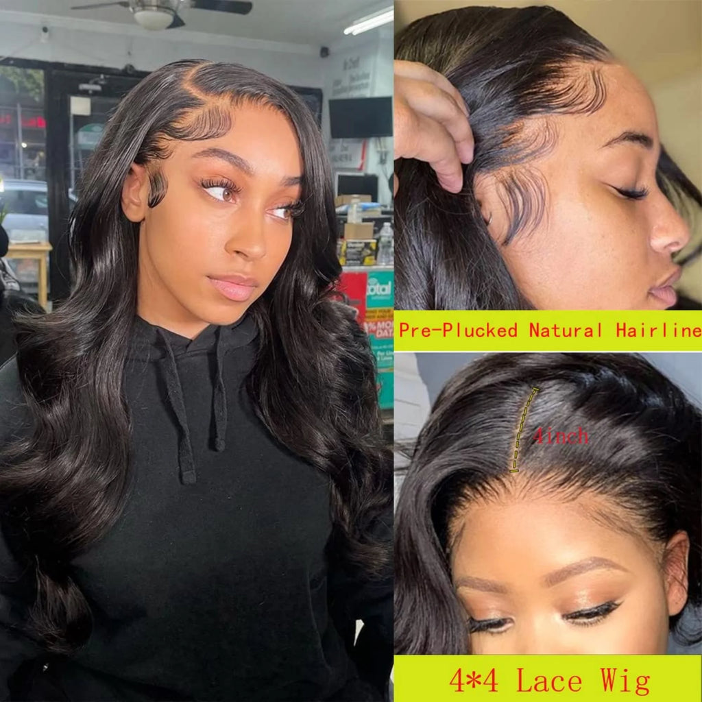 Body Wave 4x4 HD Lace Front Human Hair Wig Glueless 180% Density