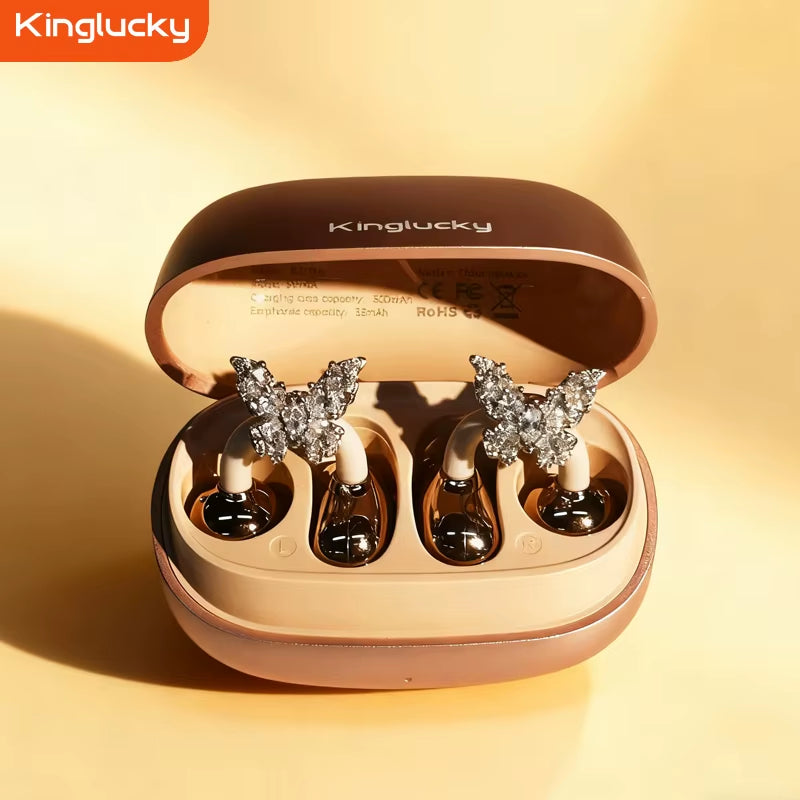 KINGLUCKY I121Pro Clip-On Wireless Earbuds Bluetooth 5.4 LED
