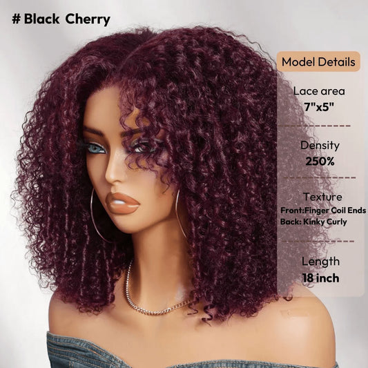 UNice 250% Density Reddish Brown Afro Kinky Curly Human Hair Wig 7x5 HD Lace Closure Glueless Wig Pre Plucked Natural Hairline