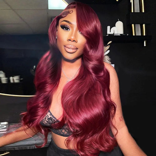 STERLY #99J Body Wave Wig 200% Density Burgundy 13X6 Full Frontal Human Hair Wigs Natural Black Front Wigs #4 Chocolate Brown Smooth Lace Wig Colored Beginner Friendly Wig Pre Plucked Pre Cut Wig #Tiktokshopsummersale