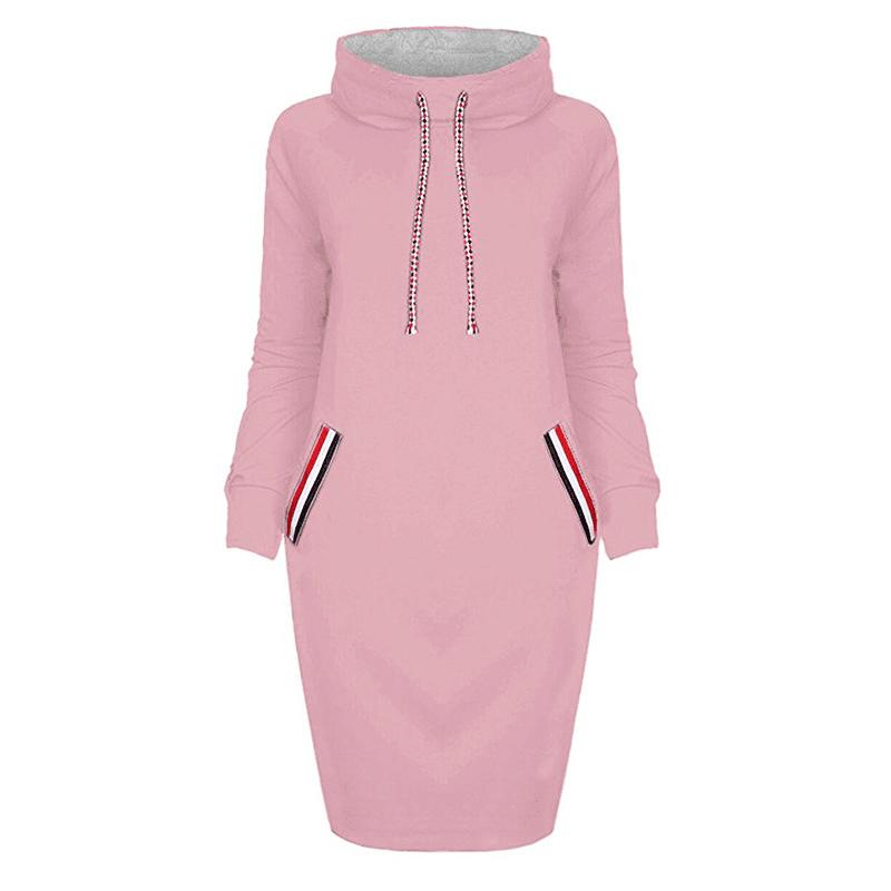 Women's Winter Hooded Dress Long Sleeve Casual Warm Dress
