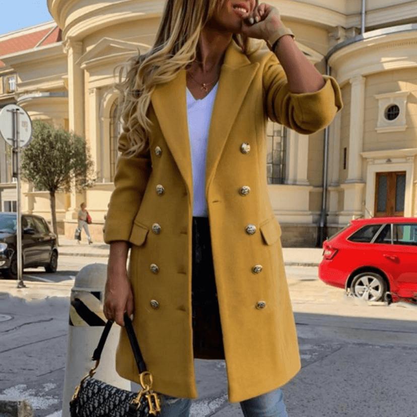 Women’s Woolen Lapel Double-Breasted Winter Coat