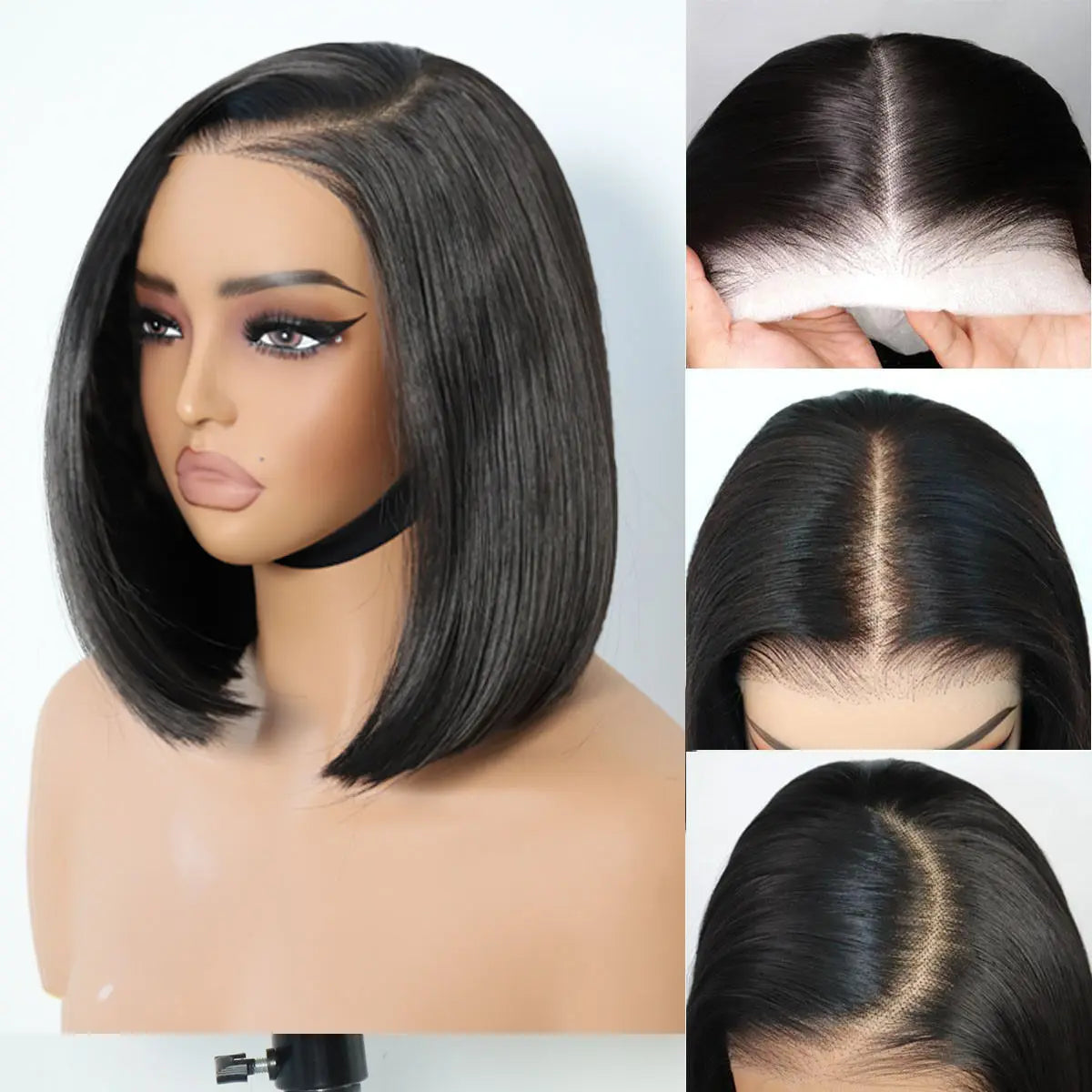 U&A Hair 9x7 Glueless Synthetic Bob Wig – Wear & Go Straight High-Density Lace Front Wig with Natural Hairline