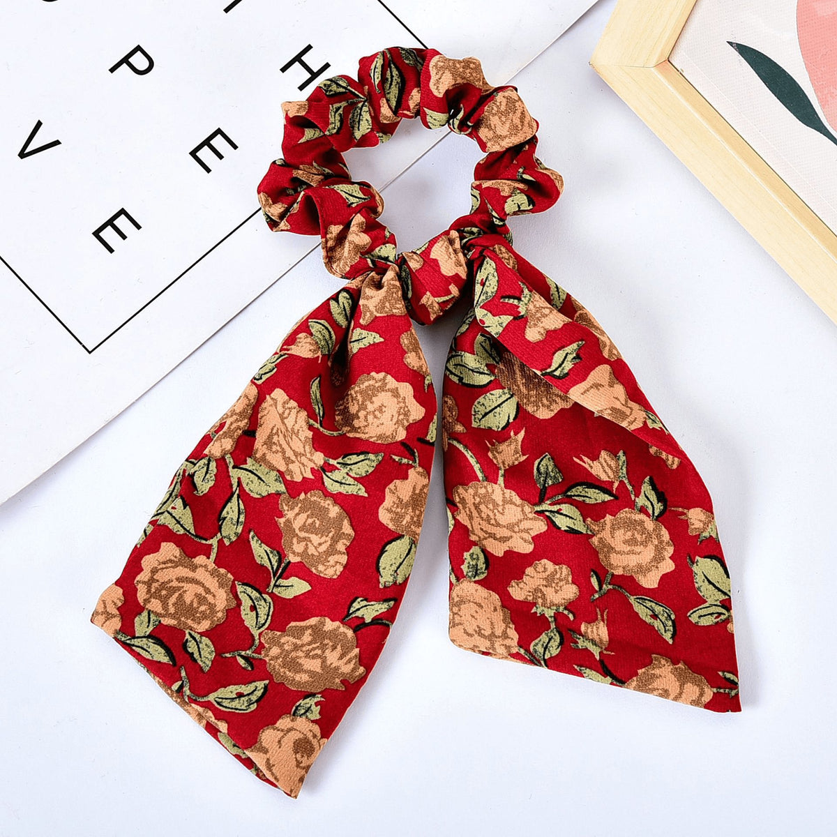 Pearl Bow Hair Tie Floral Ribbon Elastic Ponytail Hair Accessories