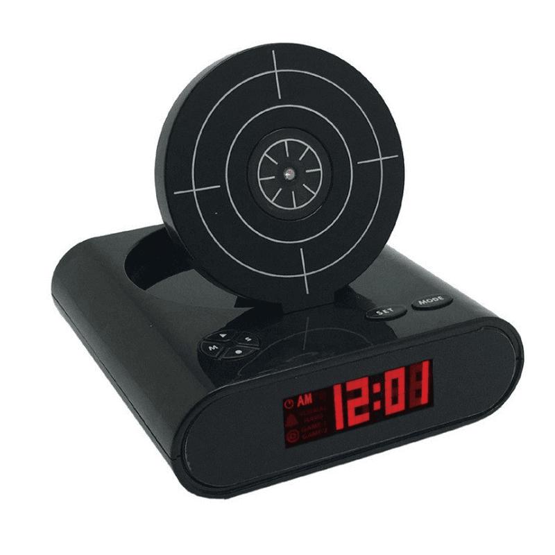 Digital Target Alarm Clock with Laser Gun Shooting Wake-Up Game