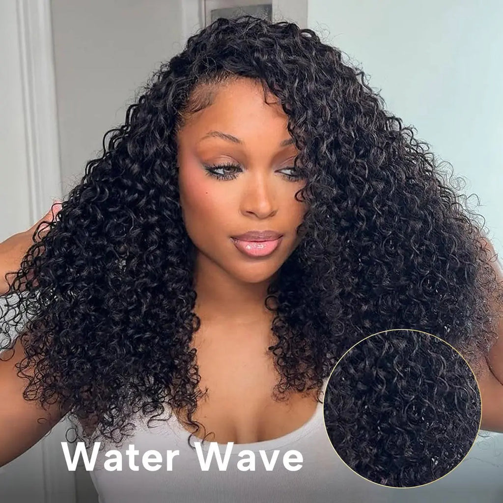OQ Hair Burmese Curly Wear & Go Half Wig Water Wave Human Hair Wig Glueless Drawstring Invisible Hairline