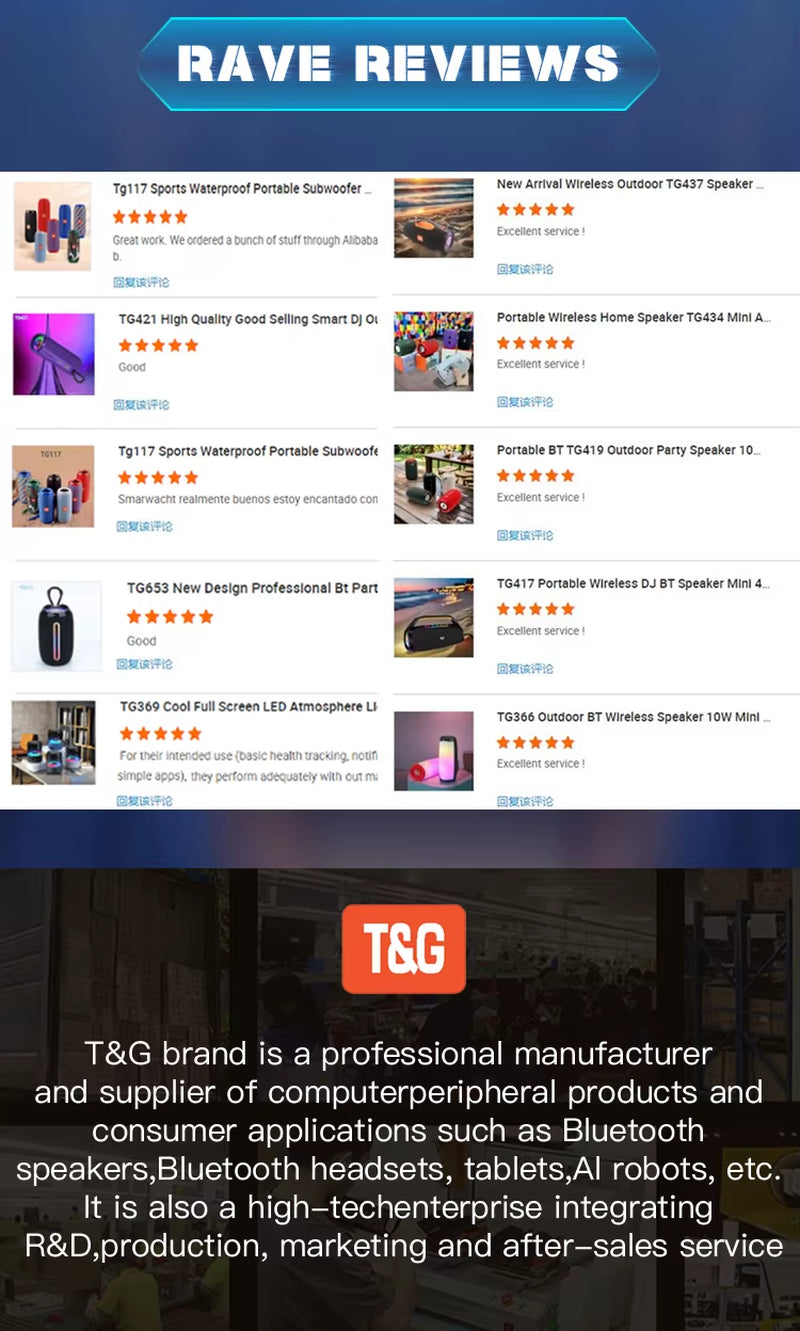TG117 Portable Bluetooth Speaker Waterproof Wireless Outdoor Bass