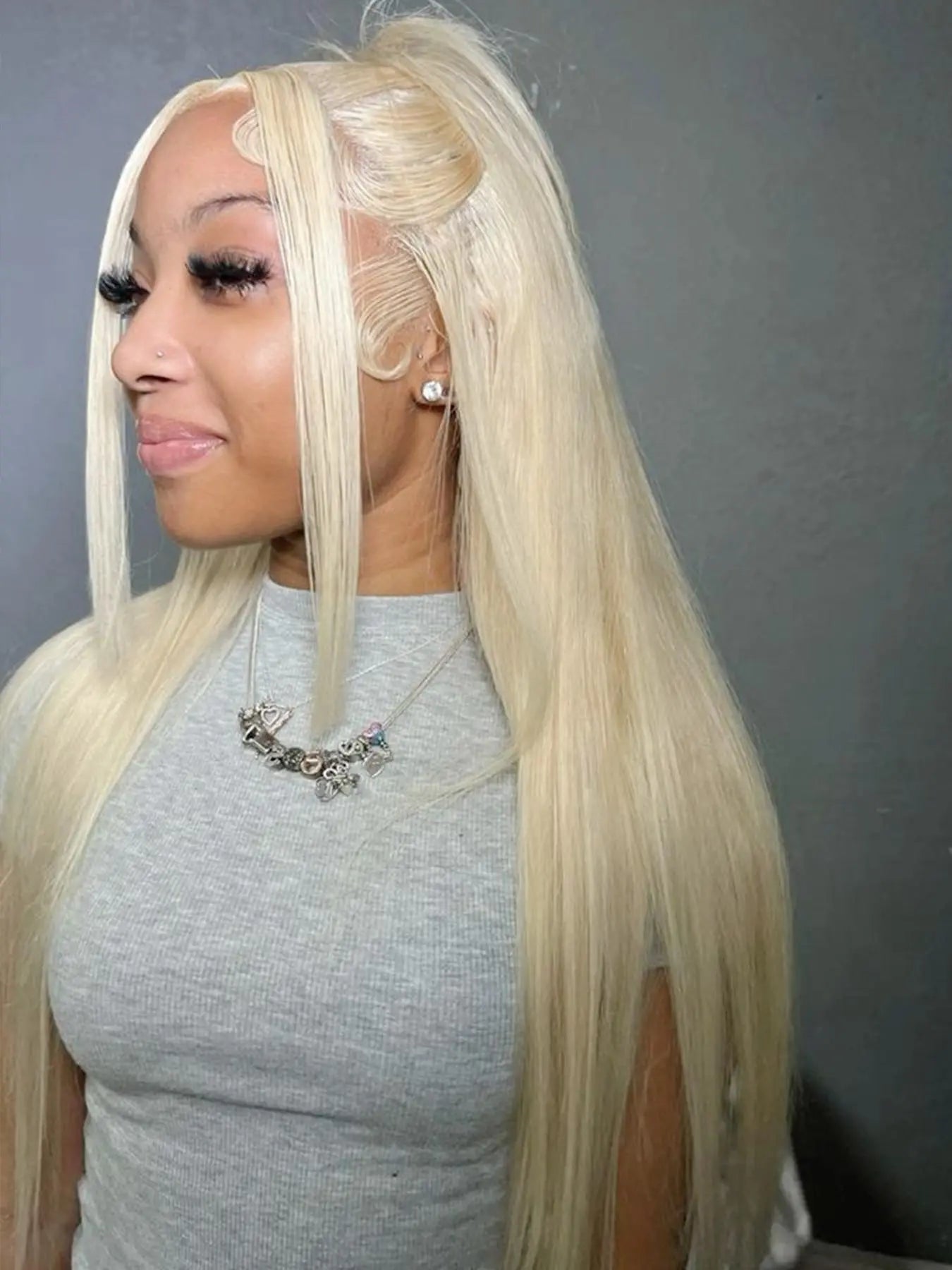 28-Inch Orange Straight Glueless Lace Front Wig – Long Synthetic Hair Wig for Women, Fluffy HD Lace Front