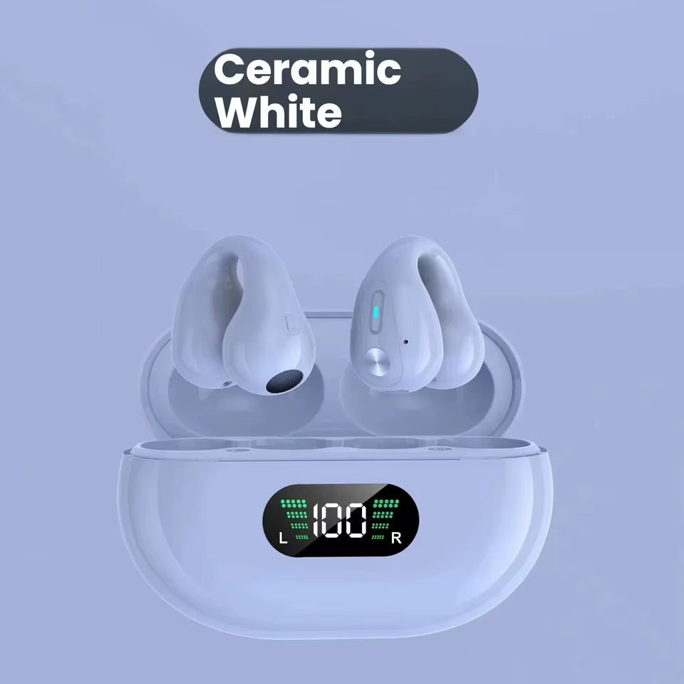 TWS Wireless Headset Mini Digital Display ANC Headphones Clip Ear Music Noise Canceling Headset HD Call Sports Gaming Earphones