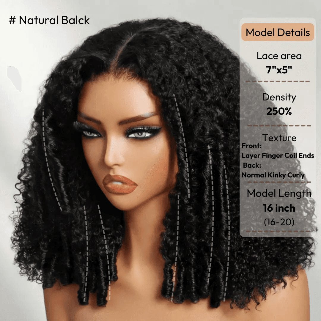 UNice 250% Density Reddish Brown Afro Kinky Curly Human Hair Wig 7x5 HD Lace Closure Glueless Wig Pre Plucked Natural Hairline