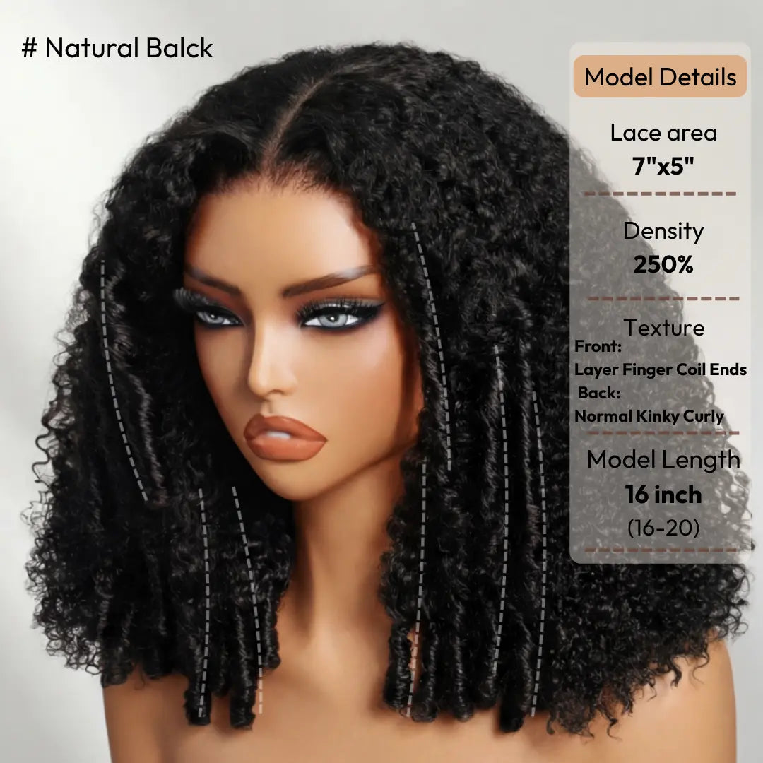 UNice 250% Density Reddish Brown Afro Kinky Curly Human Hair Wig 7x5 HD Lace Closure Glueless Wig Pre Plucked Natural Hairline