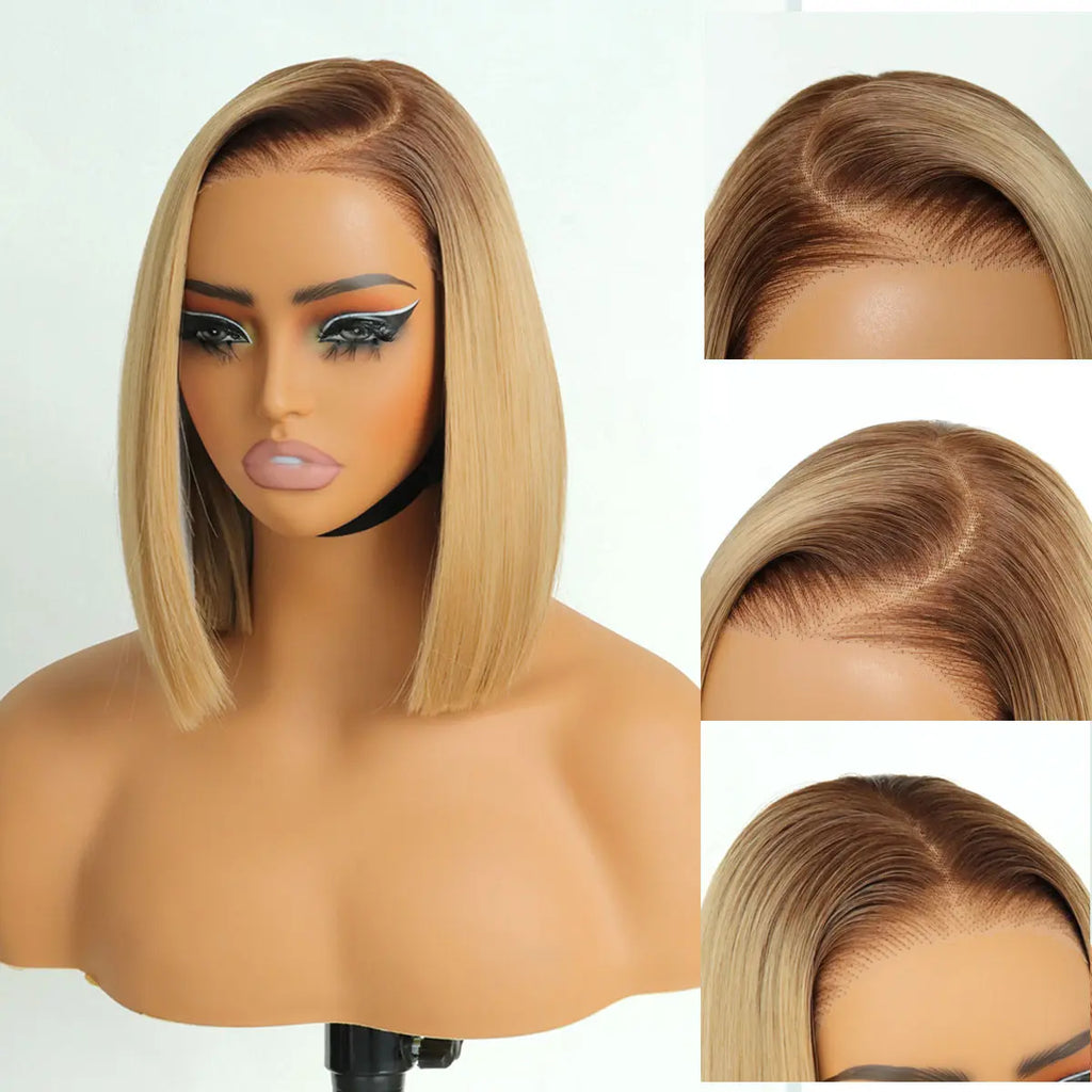 U&A Hair 9x7 Glueless Synthetic Bob Wig – Wear & Go Straight High-Density Lace Front Wig with Natural Hairline