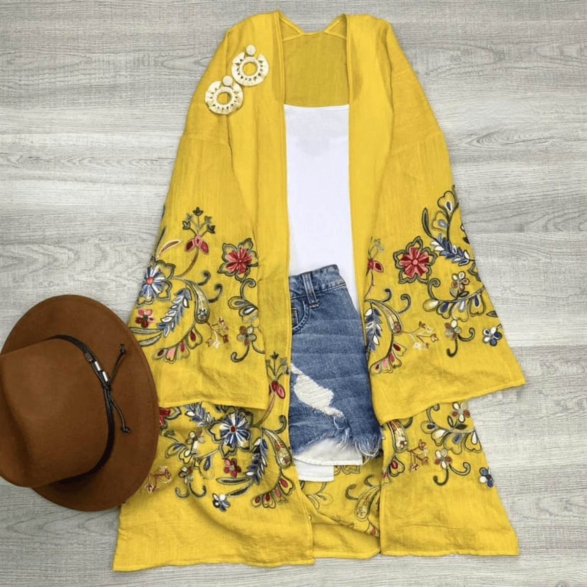 Long Sleeve Embroidered Bohemian Kimono