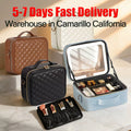 Luxury PU Makeup Bag with LED Mirror Travel Cosmetic Organizer Case