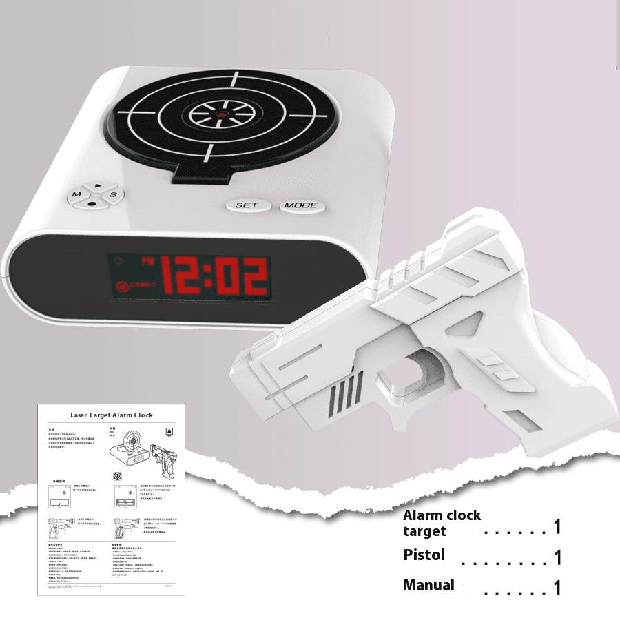 Digital Target Alarm Clock with Laser Gun Shooting Wake-Up Game
