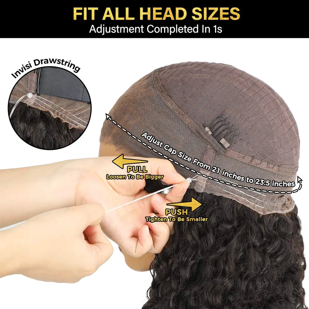 [360 Glueless Wig] OQ HAIR Pre-Cut Lace Kinky Straight 360 Full Lace Frontal Glueless Wig with Invisi Drawstring Pre Plucked Human Hair Wig #Summervibes