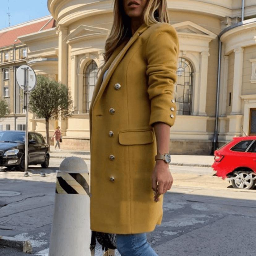 Women’s Woolen Lapel Double-Breasted Winter Coat