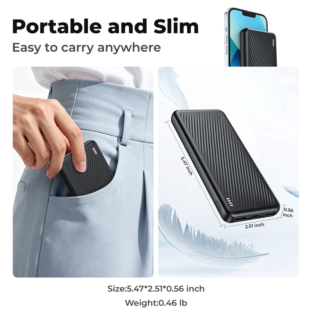 20,000mAh Portable Power Bank Dual USB Fast Charging Battery Pack