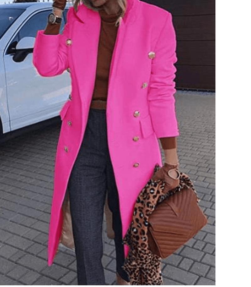 Women’s Woolen Lapel Double-Breasted Winter Coat
