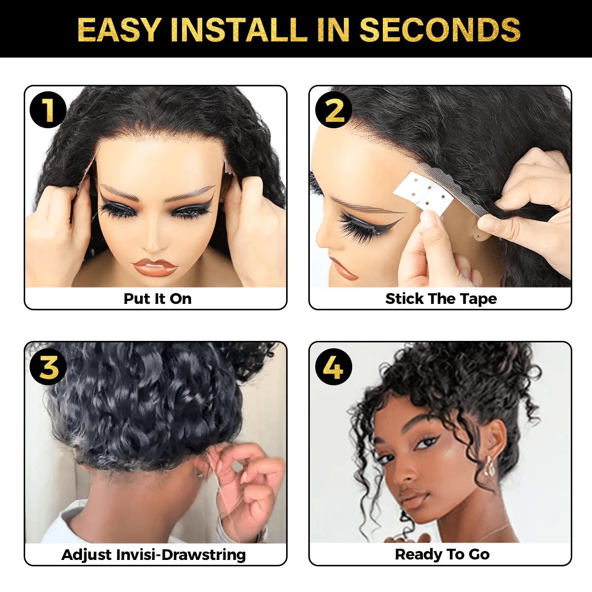 [360 Glueless Wig] OQ HAIR Pre-Cut Lace Kinky Straight 360 Full Lace Frontal Glueless Wig with Invisi Drawstring Pre Plucked Human Hair Wig #Summervibes