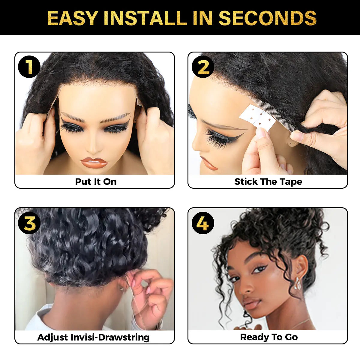 [360 Glueless Wig] OQ HAIR Pre-Cut Lace Kinky Straight 360 Full Lace Frontal Glueless Wig with Invisi Drawstring Pre Plucked Human Hair Wig #Summervibes