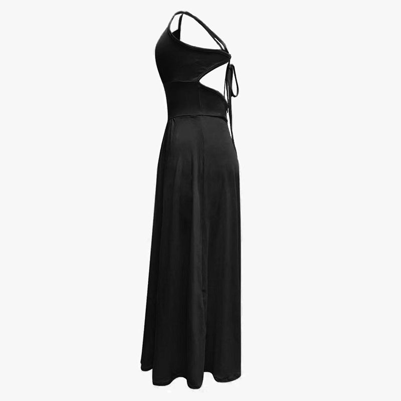 Women's Deep V-Neck Maxi Dress Sleeveless High Slit Backless Gown