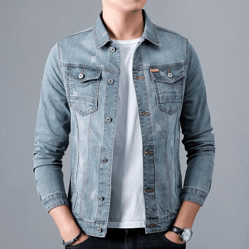 Fashion Men'S Simple Lapel Denim Jacket