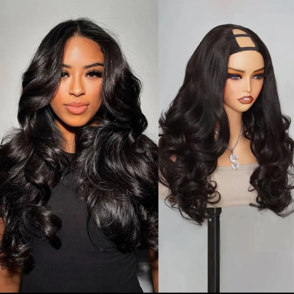 Tinashe Hair Layered U Part Wig Loose Body Wave Human Hair Wig with Highlights Glueless 180% 250% Density