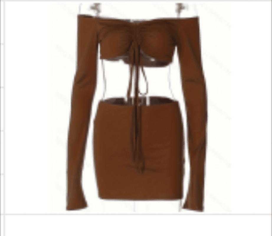 Women’s Y2K Off-Shoulder 2-Piece Set Ruched Top & Bodycon Skirt