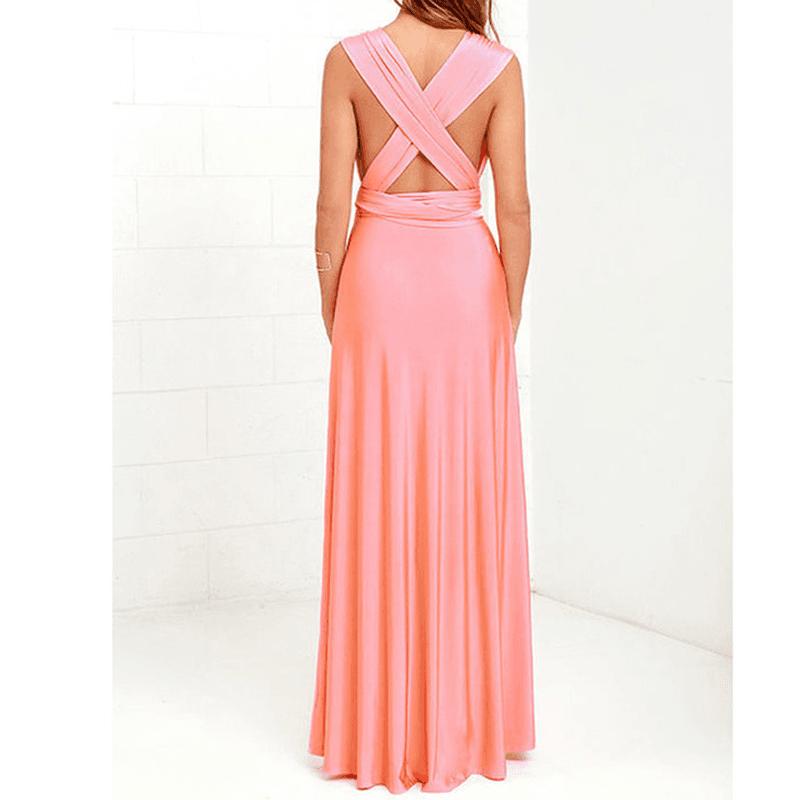 Women’s V-Neck Cross Back Long Dress for Party Evening
