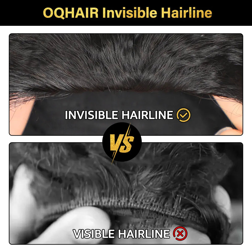 OQ Hair Burmese Curly Wear & Go Half Wig Water Wave Human Hair Wig Glueless Drawstring Invisible Hairline